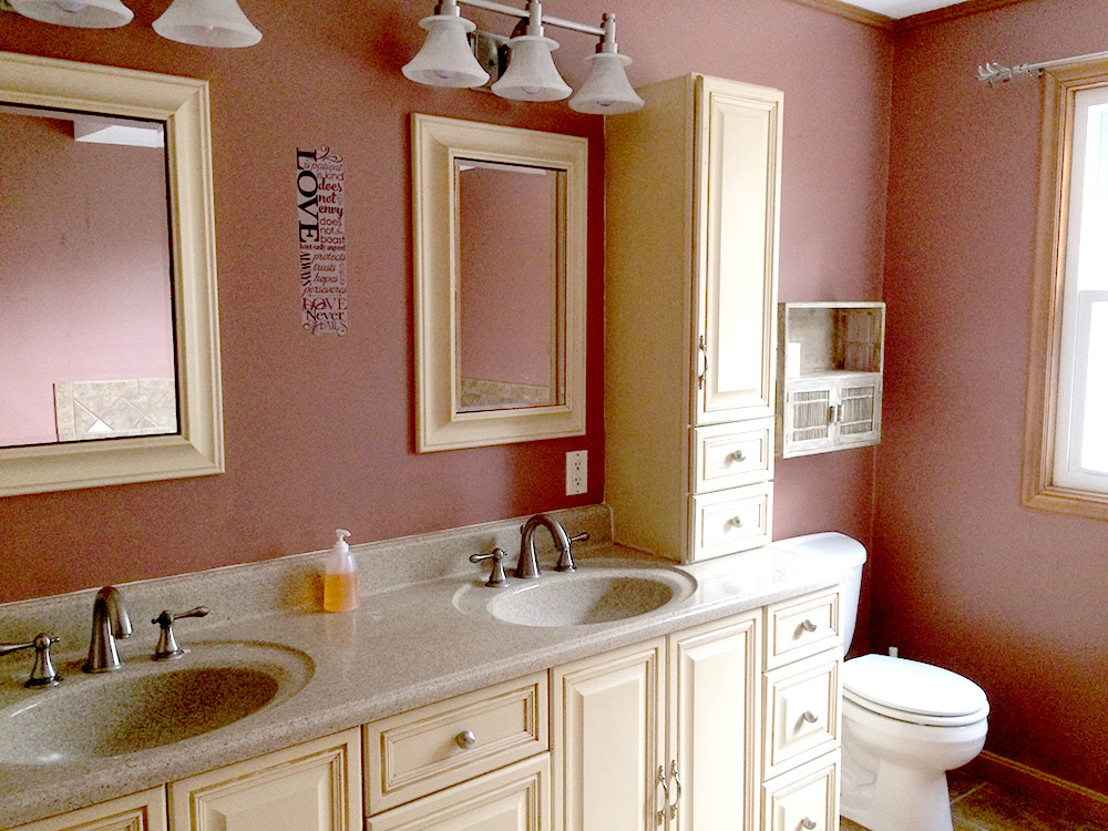 Our bathroom can hold multiple clients at a time when it's time to get ready